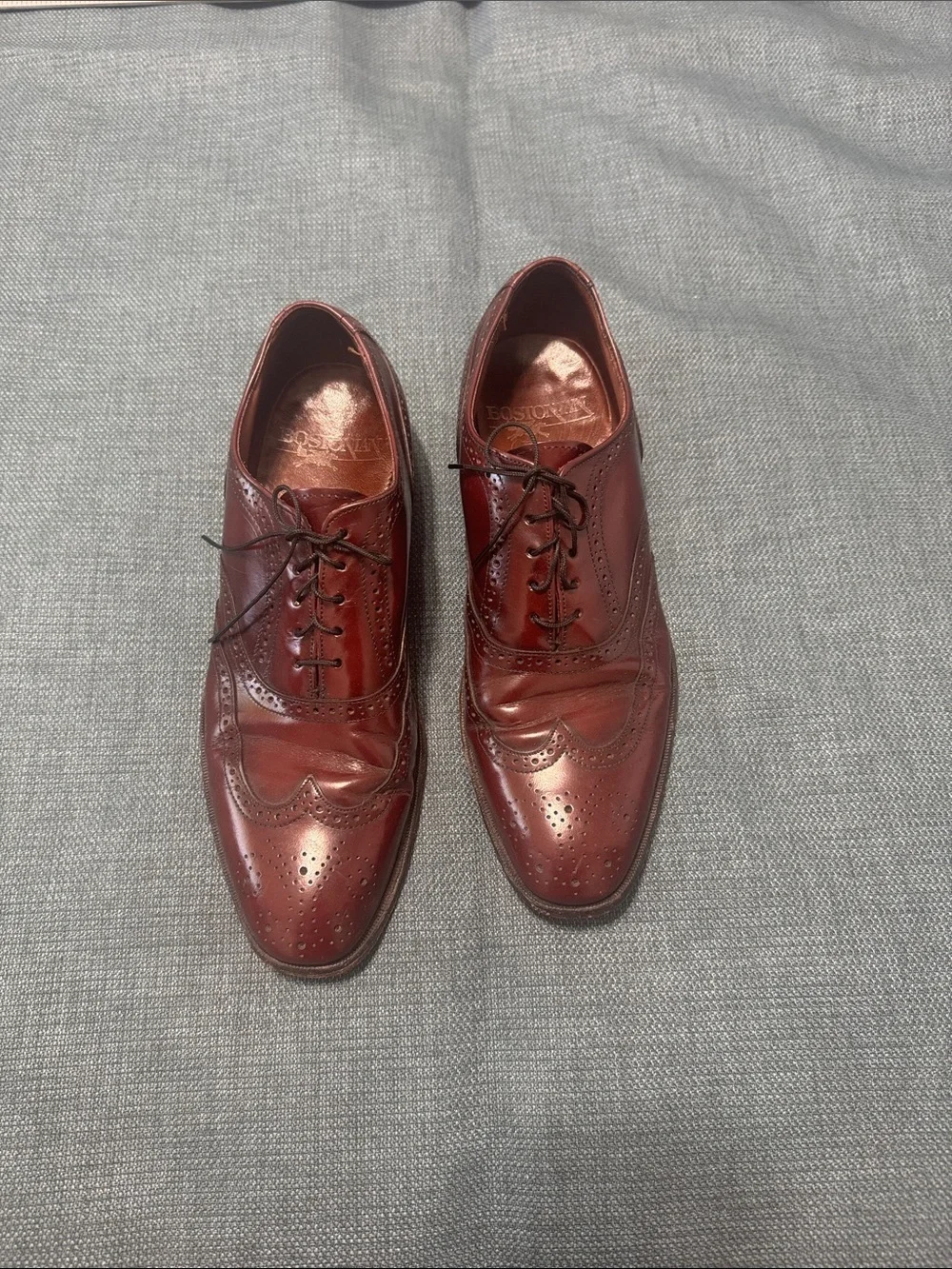 Bostonian Shoes 10.5 Wingtip Derbys Men's Burgundy Polished Leather luxury
